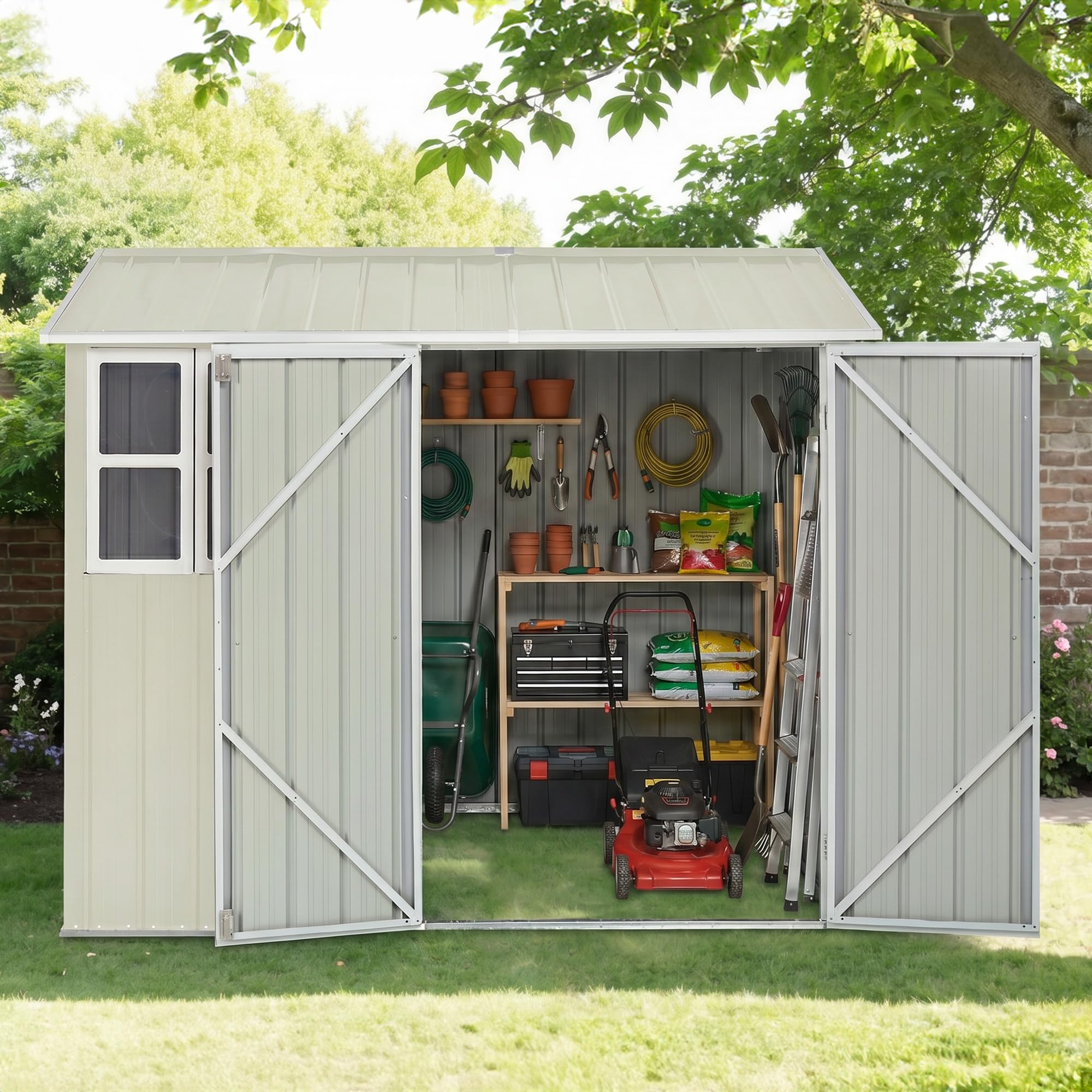 Amazon | 物置 屋外 スチール 倉庫 戸外収納庫 幅240×奥行187×高192cm